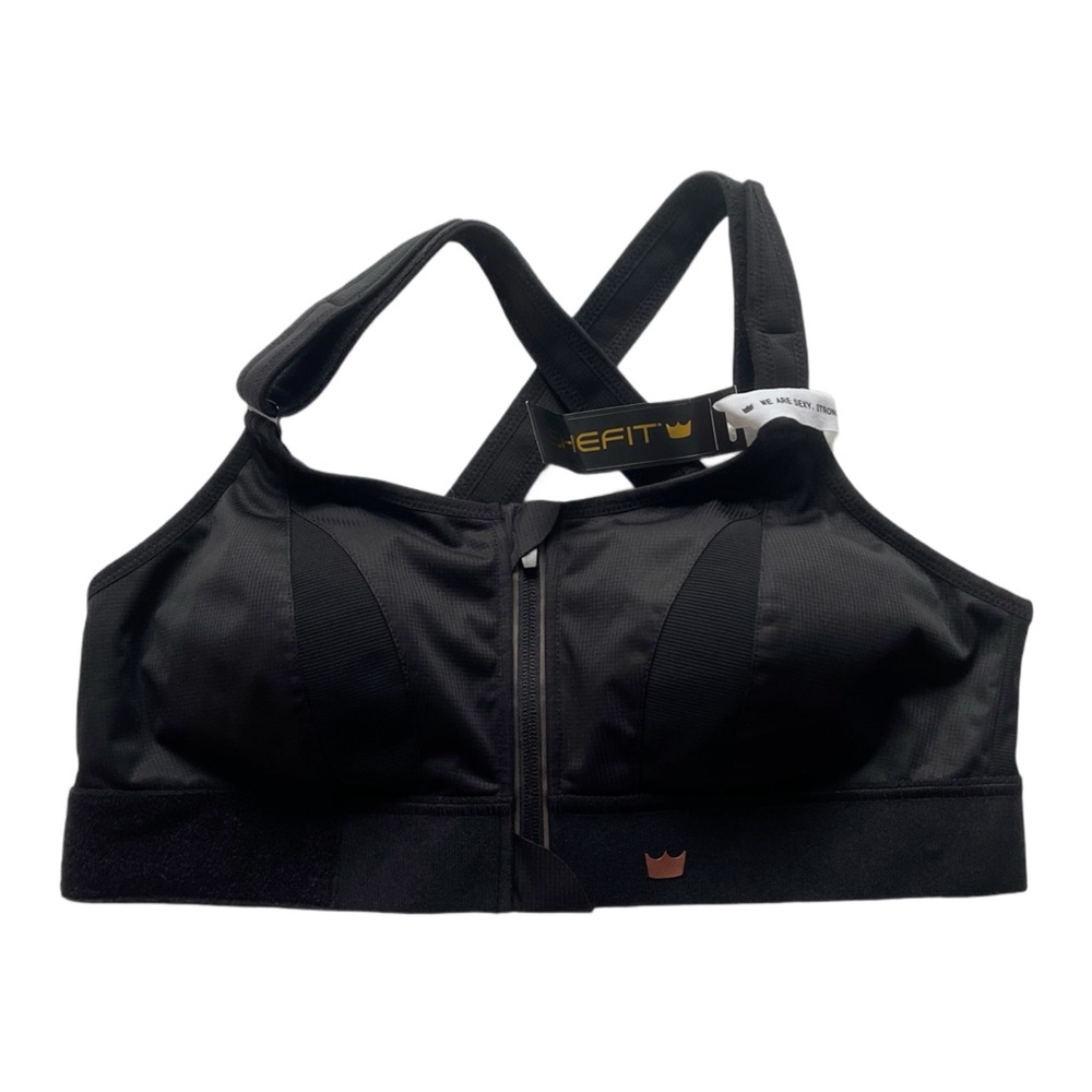 SHEFIT Black High-Impact Front-Zip Sports Bra
